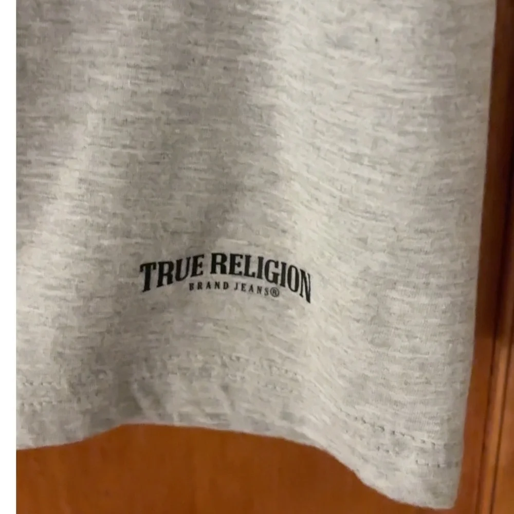 True Religion Mens Gray Crew Neck Short Sleeve T‎ Shirt Casual Top Large EUC